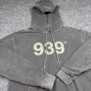 Archive Bold Hoodie Mens M 939 Logo Gray Washed Pullover Sweatshirt